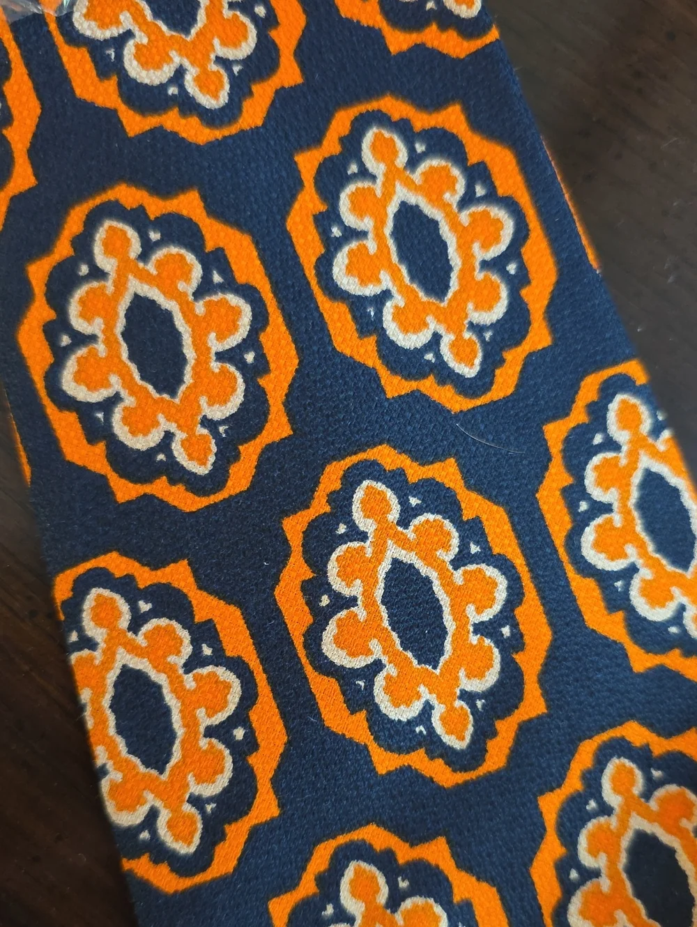 Princeps New In Package Orange and Navy 100% Silk Geometric Medallion Tie